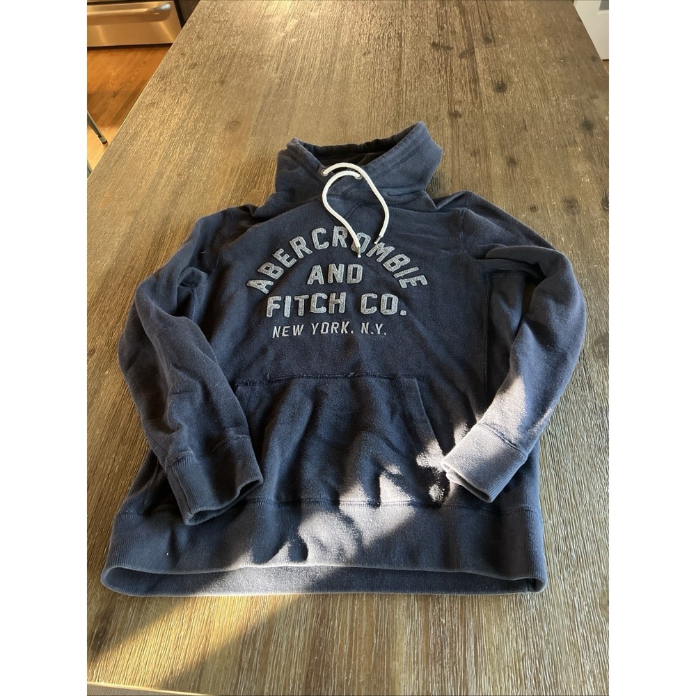 Abercrombie & Fitch Women Hoodie XS Blue Logo Drawstring Long Sleeve Y2K
